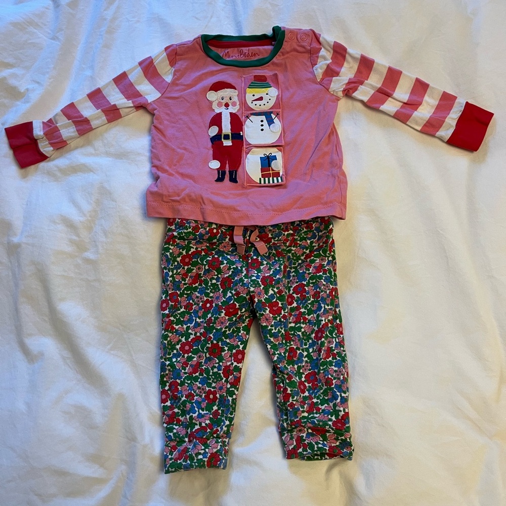 Mini Boden Pink and Red Festive Play Set with Liberty Print Bottoms